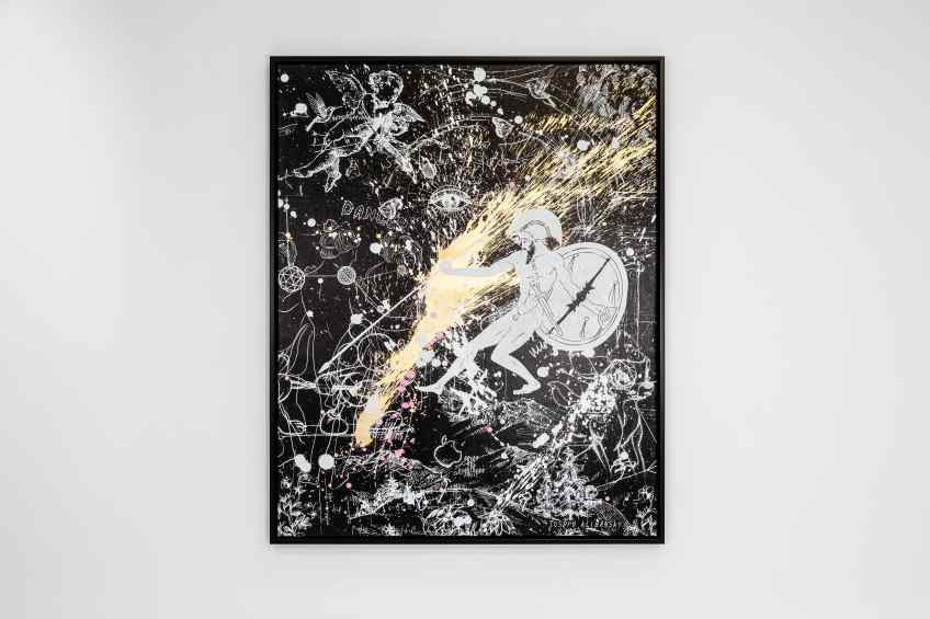 Into my Heart (black/white, gold, pink and white splash), 2020 by Joseph Klibansky