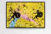 Can We Kiss Forever (yellow/black, pastel pink and blue splash), 2020 by Joseph Klibansky