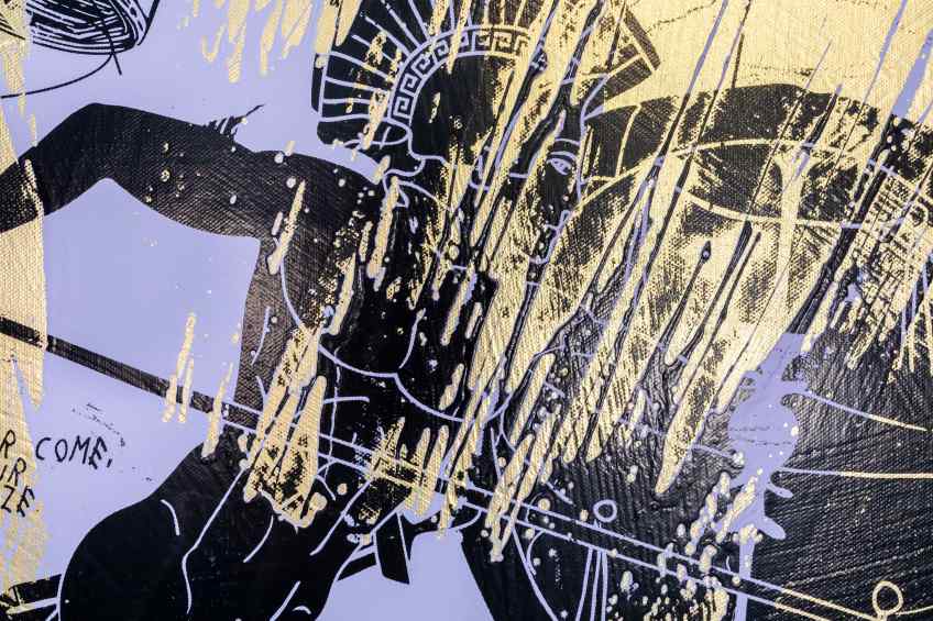 Forever Mine (gold/black, lilac splash), 2020 by Joseph Klibansky