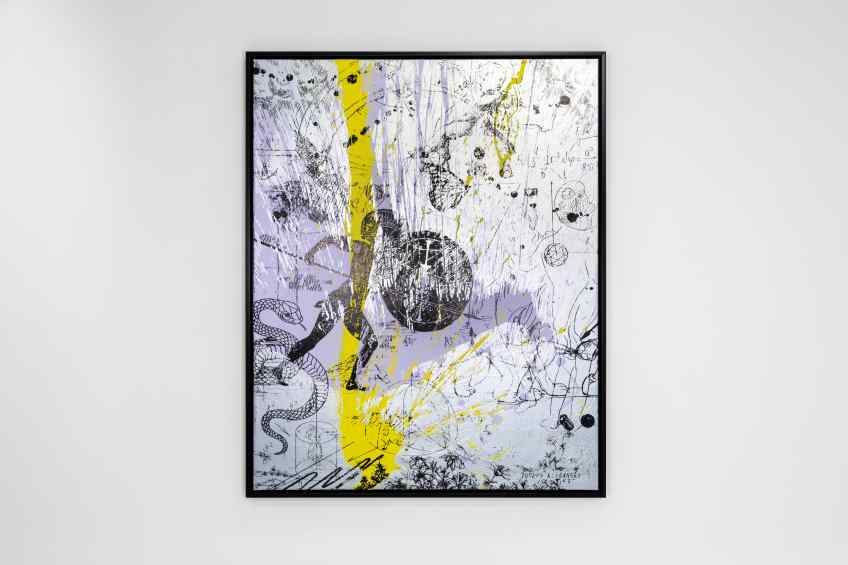 Forever Mine (silver/black, lilac and yellow splash), 2020 by Joseph Klibansky