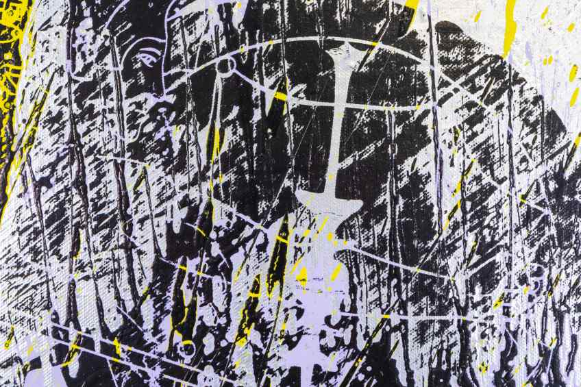 Forever Mine (silver/black, lilac and yellow splash), 2020 by Joseph Klibansky