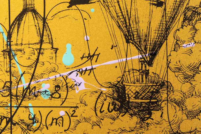 Beyond the Clouds (edition, gold/black, lilac and turquoise splash), 2020 by Joseph Klibansky
