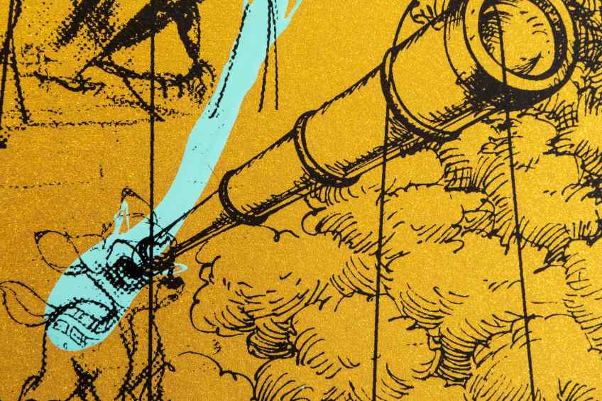 Beyond the Clouds (edition, gold/black, lilac and turquoise splash), 2020 by Joseph Klibansky