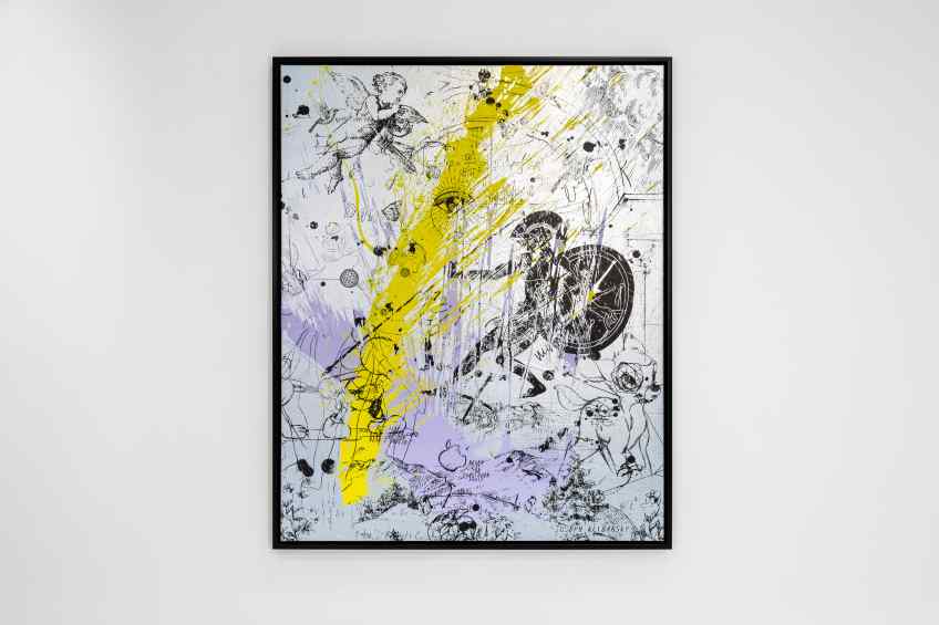 Into my Heart (silver/black, lilac and yellow splash), 2020 by Joseph Klibansky