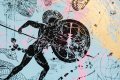 Can We Kiss Forever (light blue/black, gold and pastel pink splash), 2020 by Joseph Klibansky