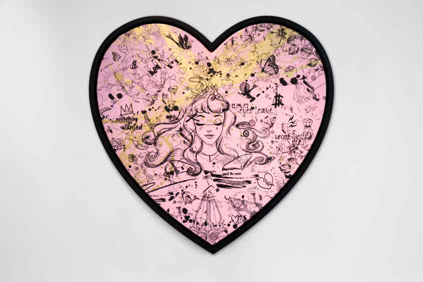 All of Me (pastel pink/black, gold splash), 2021 by Joseph Klibansky