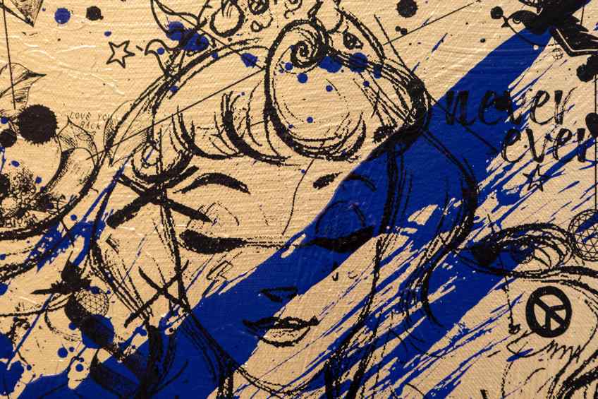 All of Me (gold/black, ultramarine splash), 2021 by Joseph Klibansky