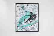 Into my Heart (white/black, turquoise splash, diamond dust), 2021 by Joseph Klibansky
