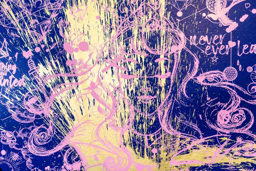 All of Me (ultramarine/pink, gold splash), 2021 by Joseph Klibansky