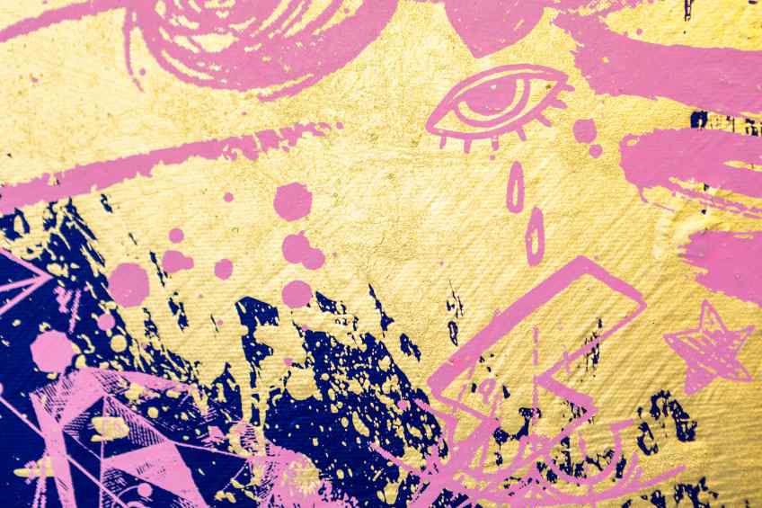 All of Me (ultramarine/pink, gold splash), 2021 by Joseph Klibansky