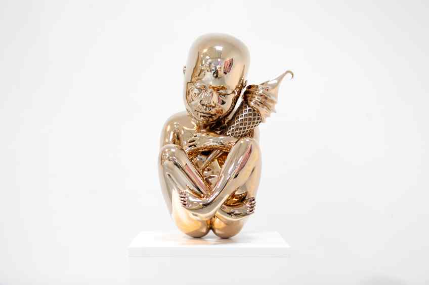 To The Moon and Back (polished bronze), 2021 by Joseph Klibansky