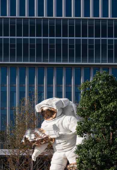 Beyond the Clouds - Sculpture (painted steel, bronze), 2021 by Joseph Klibansky