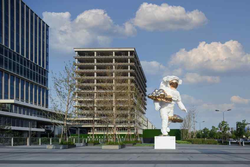 Beyond the Clouds - Sculpture (painted steel, bronze), 2021 by Joseph Klibansky