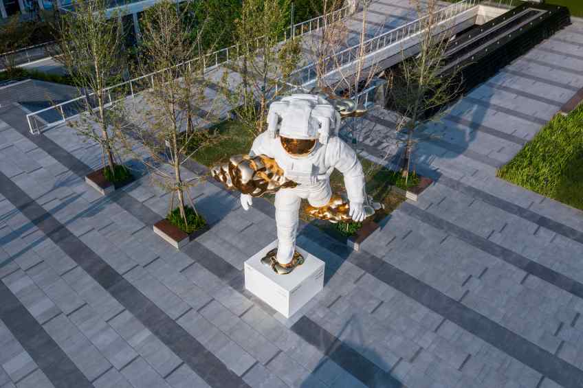 Beyond the Clouds - Sculpture (painted steel, bronze), 2021 by Joseph Klibansky