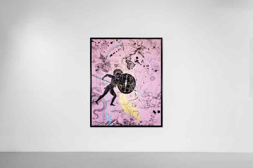 Forever Mine (pink/black, blue and gold splash), 2021 by Joseph Klibansky