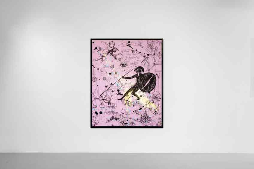 Into my Heart (pink/black, blue and gold splash), 2021 by Joseph Klibansky