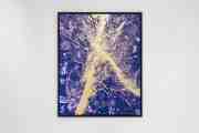 Villains In My Head (ultramarine blue/pink, gold splash), 2022 by Joseph Klibansky