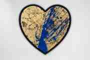 Ocean Eyes (gold/black, ultramarine blue splash), 2022 by Joseph Klibansky