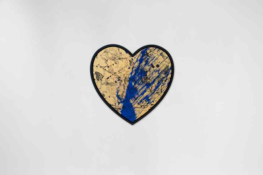 Ocean Eyes (gold/black, ultramarine blue splash), 2022 by Joseph Klibansky