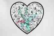 All of Me (white/black, turquoise and pastel pink splash, diamond dust), 2021 by Joseph Klibansky