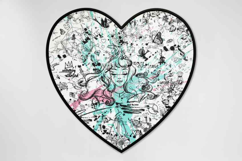 All of Me (white/black, turquoise and pastel pink splash, diamond dust), 2021 by Joseph Klibansky
