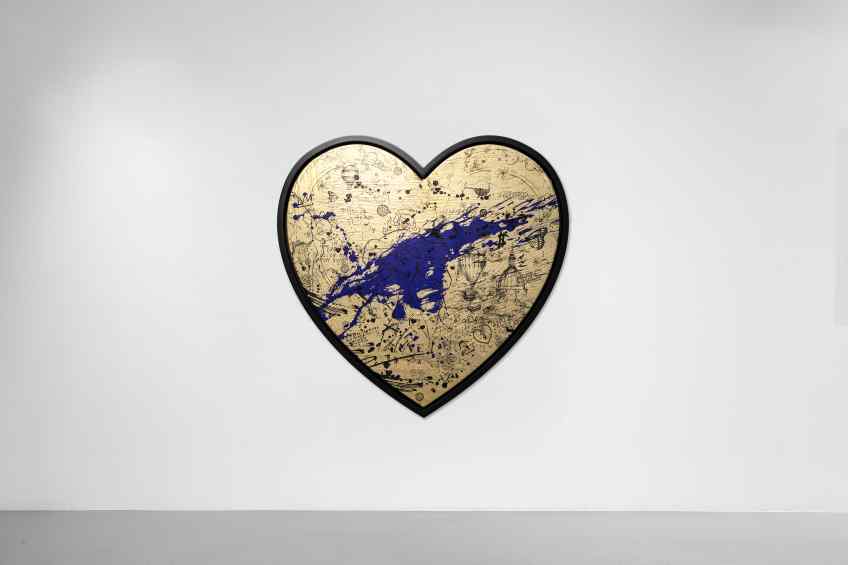 I Am A Dreamer (gold/black, ultramarine blue splash), 2021 by Joseph Klibansky
