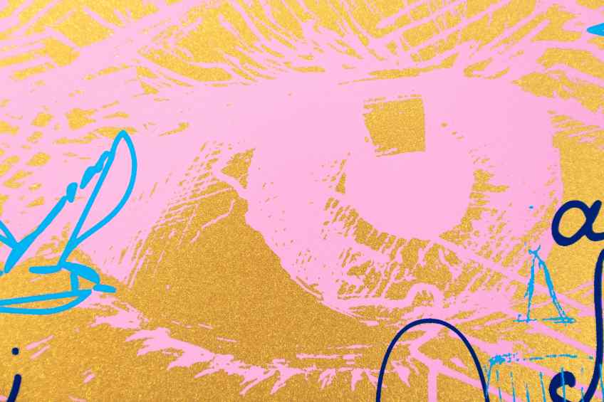 Clouds on Fire (edition, gold, blue, pink), 2022 by Joseph Klibansky
