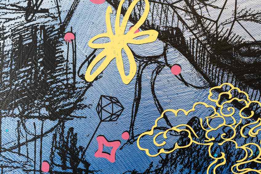 Sky Flowers (silver, blue), 2022 by Joseph Klibansky
