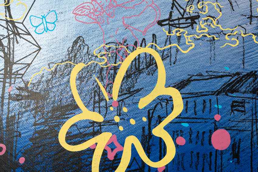 Sky Flowers (silver, blue), 2022 by Joseph Klibansky