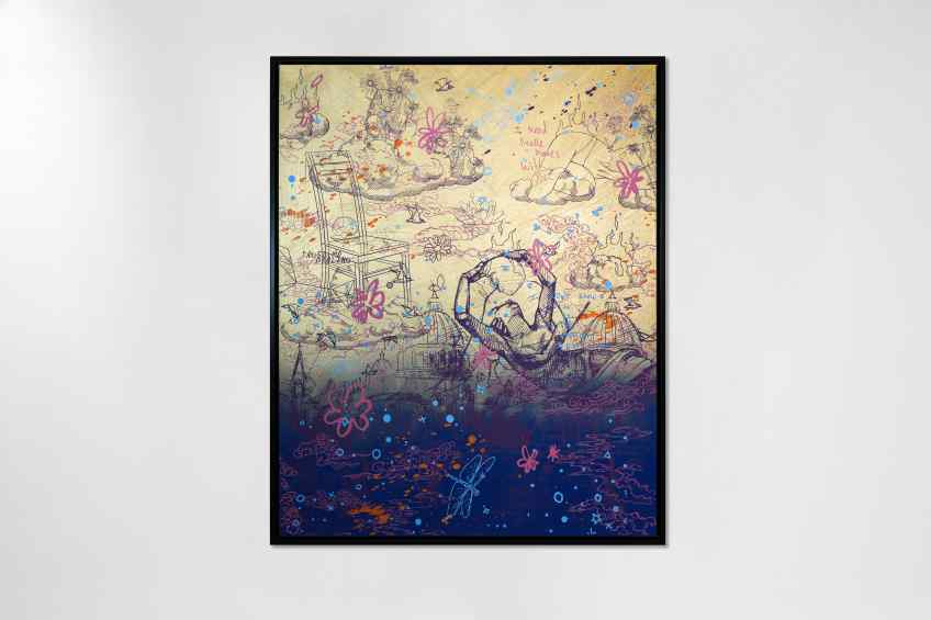 Sky Flowers (gold, blue), 2022 by Joseph Klibansky