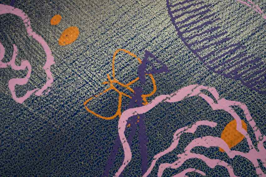 Sky Flowers - wide (gold, blue), 2022 by Joseph Klibansky