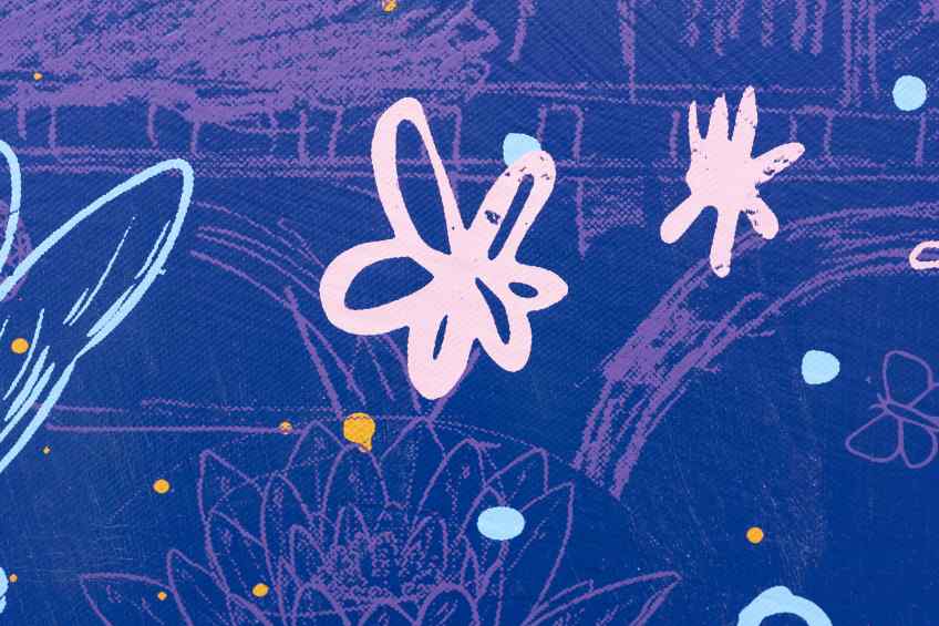 Sky Flowers - wide (gold, blue), 2022 by Joseph Klibansky