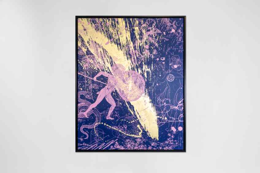 Forever Mine (ultramarine blue/pink, gold splash), 2022 by Joseph Klibansky