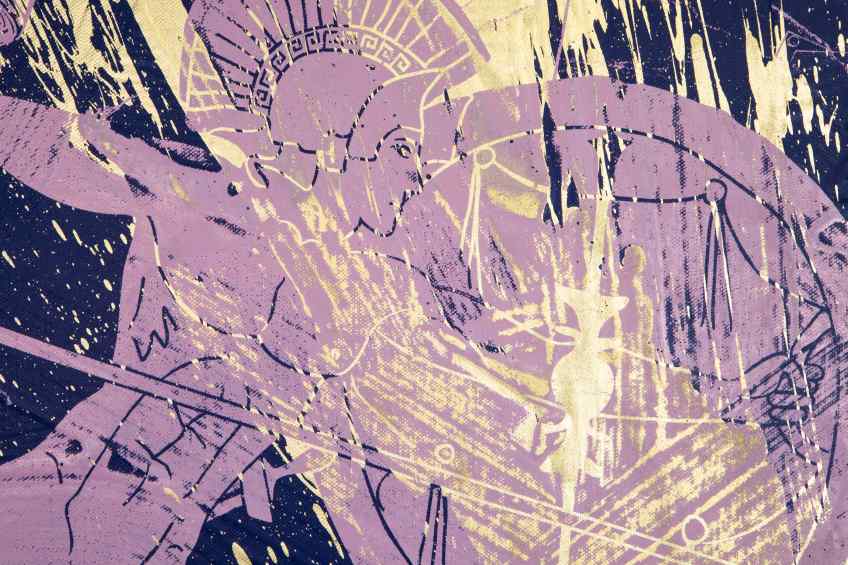 Forever Mine (ultramarine blue/pink, gold splash), 2022 by Joseph Klibansky