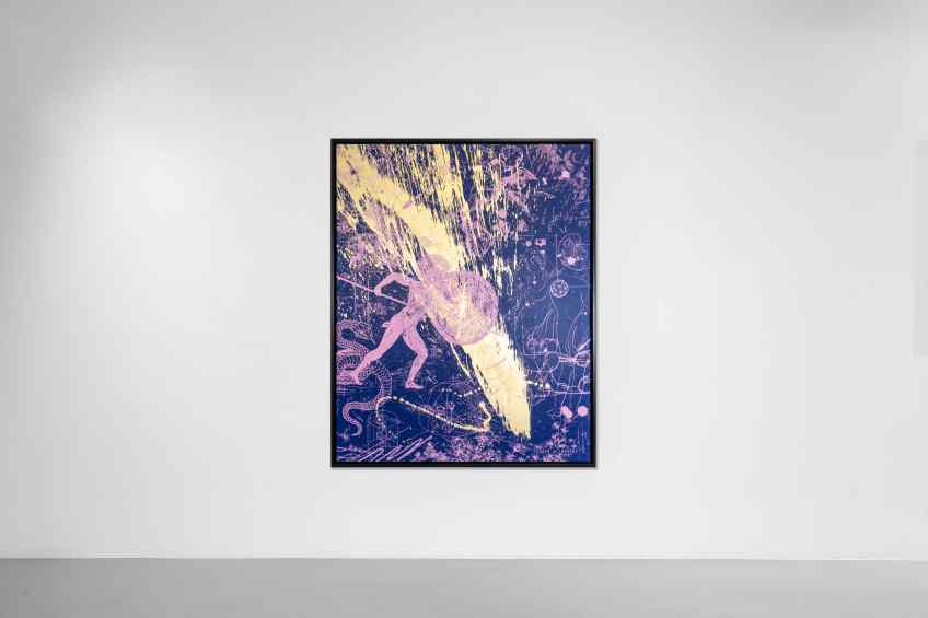 Forever Mine (ultramarine blue/pink, gold splash), 2022 by Joseph Klibansky
