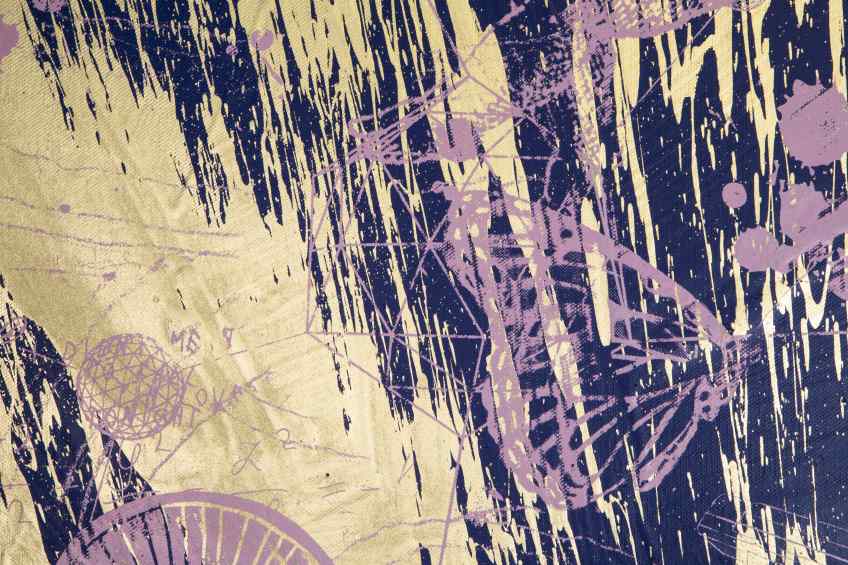 Forever Mine (ultramarine blue/pink, gold splash), 2022 by Joseph Klibansky