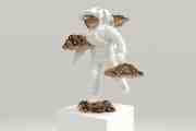 Beyond the Clouds - Sculpture (polished and painted bronze, white), 2021 by Joseph Klibansky