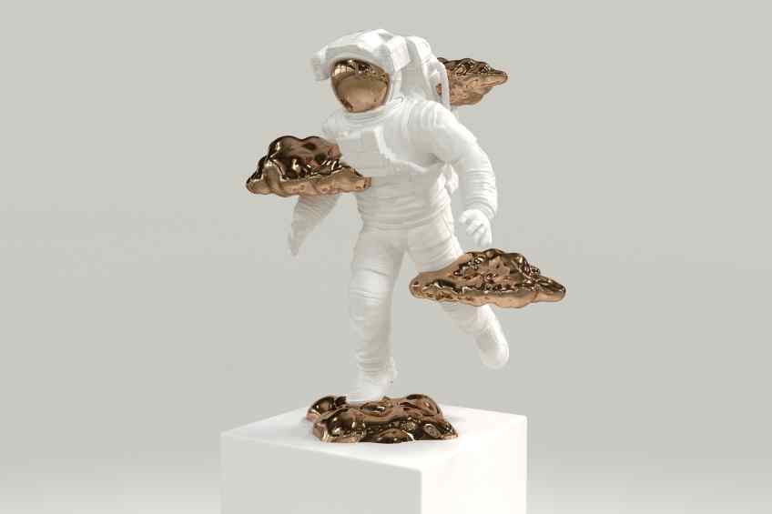 Beyond the Clouds - Sculpture (polished and painted bronze, white), 2021 by Joseph Klibansky