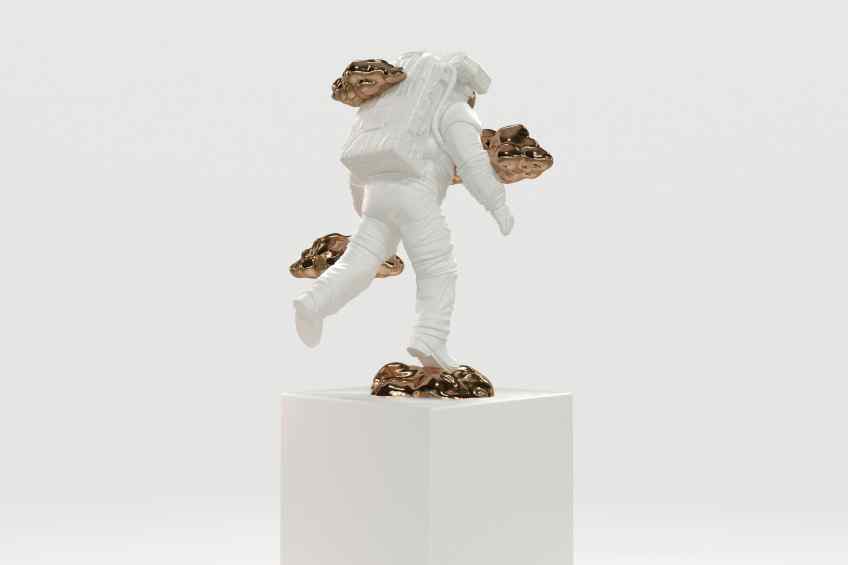 Beyond the Clouds - Sculpture (polished and painted bronze, white), 2021 by Joseph Klibansky