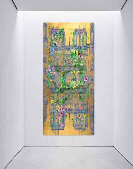 In gallery setting - Notre Dame (gold), 2015 by Joseph Klibansky